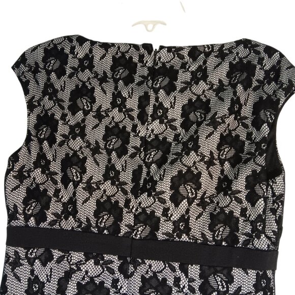 Chaps Brand sleeveless White & Black lacy A-line dress size 8 - Picture 4 of 9